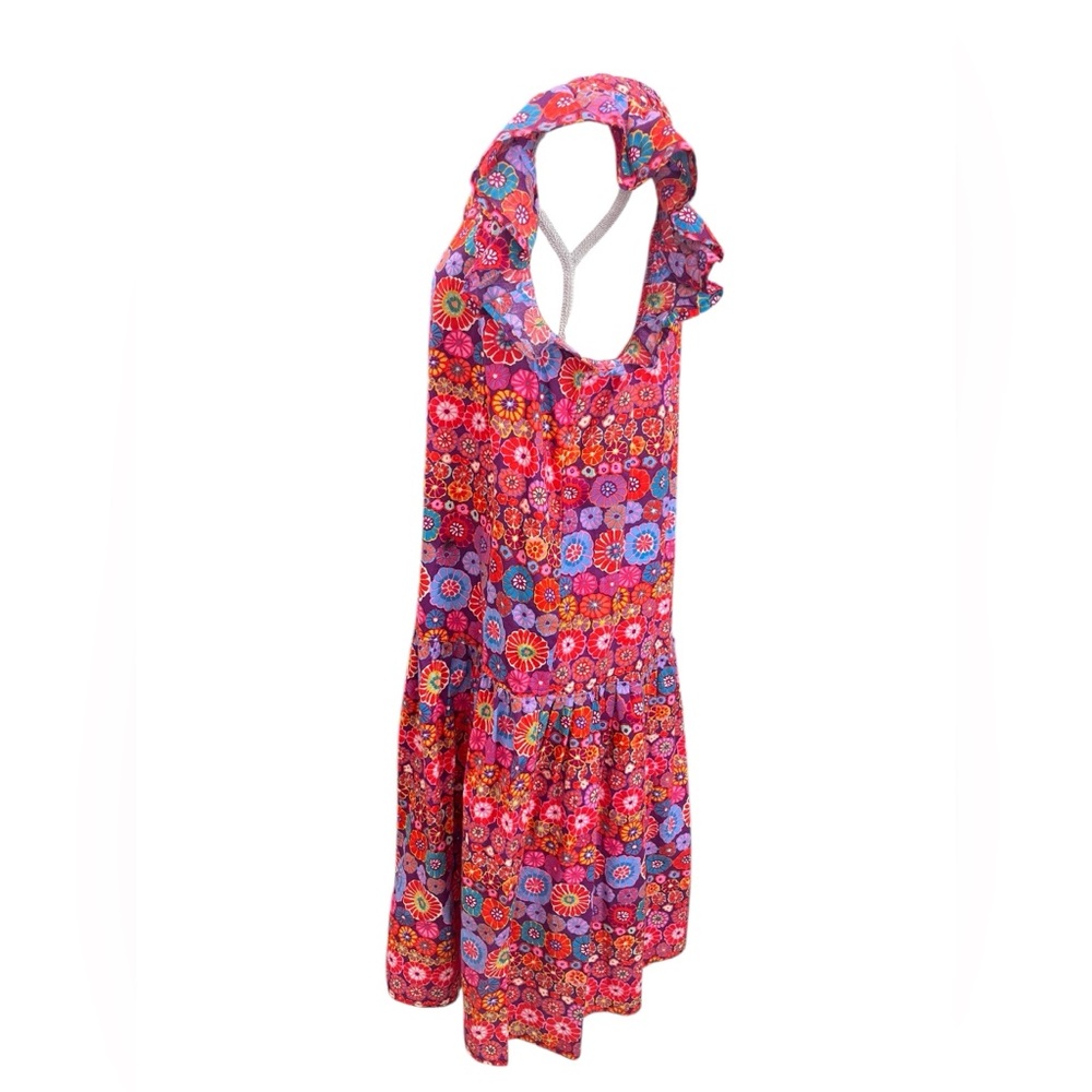 Pinch Boho Floral Midi Dress L Cotton Tiered Ruffle Sleeve Pockets - Picture 7 of 10